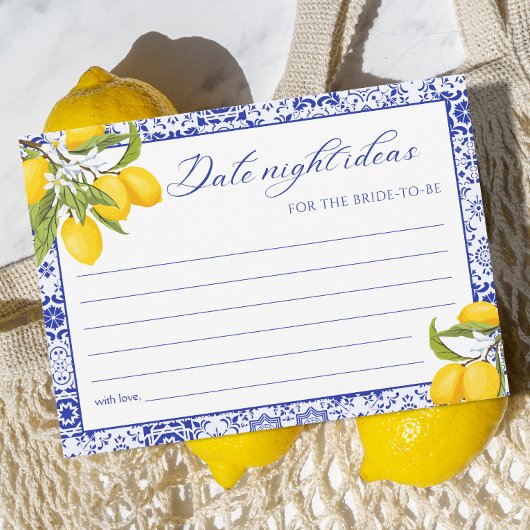 Blue Lemon Brautparty Date Night Ideas Card Einladung