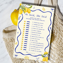 Blue Lemon Brautparty Er sagte, sie sagte, Spiel