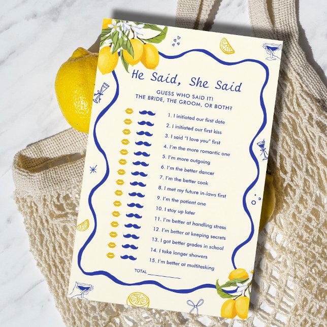 Blue Lemon Brautparty Er sagte, sie sagte, Spiel (Von Creator hochgeladen)