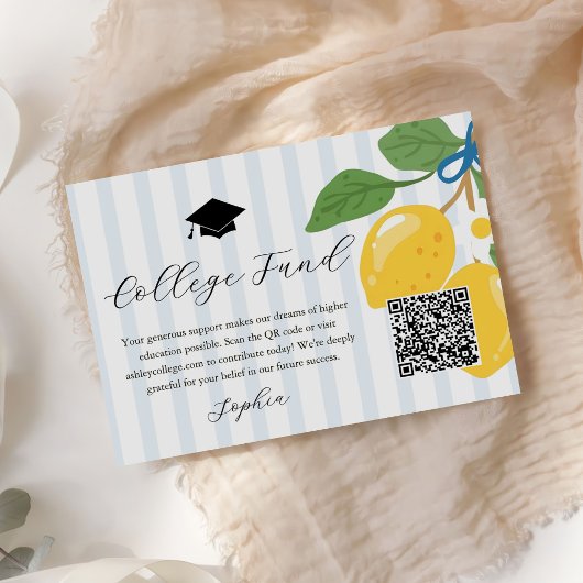 Blue Lemon Citrus Graduation College Fund Begleitkarte