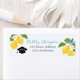 Blue Lemon Citrus Graduation Party Label