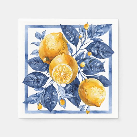 Blue Lemon Citrus Summer Serviette (Vorderseite)