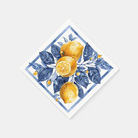 Blue Lemon Citrus Summer Serviette (Ecke)