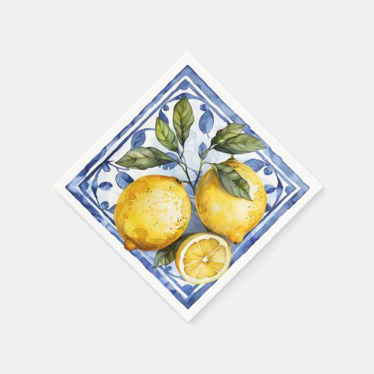 Blue Lemon Citrus Summer Serviette (Ecke)