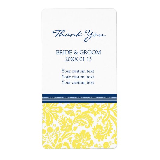 Blue Lemon Damask Muster Hochzeitstempel (Vorne)