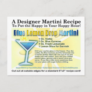 Blue Lemon Drop Martini Rezept Postkarte