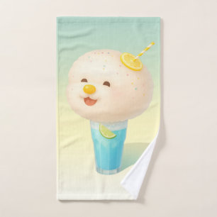 Blue Lemon Float: Lächelnde Bichon Zuckerwatte Handtuch