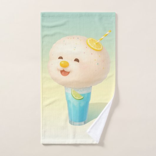 Blue Lemon Float: Lächelnde Bichon Zuckerwatte Handtuch (Handtuch)