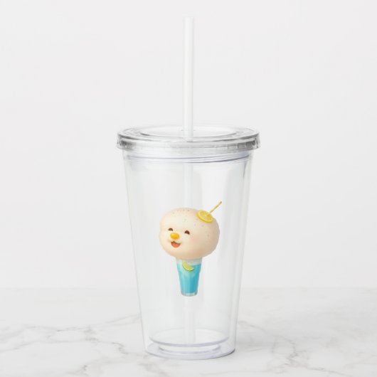 Blue Lemon Float: Smiling Bichon Cotton Candy Acryltrinkbecher (Vorderseite)
