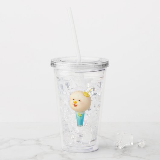 Blue Lemon Float: Smiling Bichon Cotton Candy Acryltrinkbecher (Vorderseite Ice)