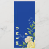 Blue Lemon Floral Mediterranean Wedding Party Menükarte (Rückseite)