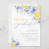 Blue Lemon Freshly Graduated Invitation Einladung (Vorderseite)