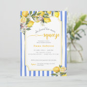 Blue Lemon Main Squeeze Brautparty Einladung (Stehend Vorderseite)