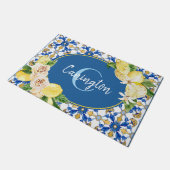 Blue Lemon Mediterranean Monogram Name New Zuhause Fußmatte (Schrägansicht)