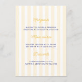 Blue & Lemon Striped Mediterranean Wedding Menu  Menükarte (Rückseite)