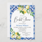 Blue Lemon Tile Bridal Dusche Einladung (Vorderseite)
