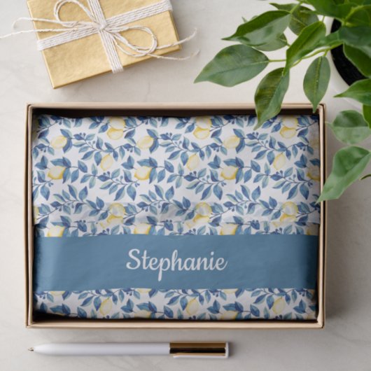 Blue Lemon Watercolor Seidenpapier (Geschenk)