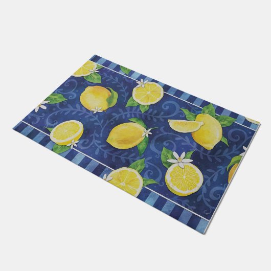 Blue Lemon Welcome Mat, Indoor Decoration Fußmatte (Schrägansicht)