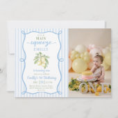 Blue Lemonade Birthday Photo Invitation Einladung (Vorderseite)