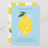 Blue Lemonade Einladung zum ersten Geburtstag (Vorne/Hinten)