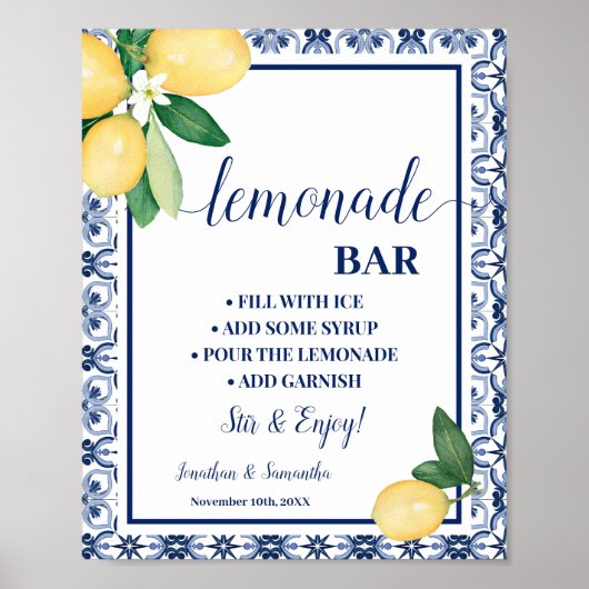 Blue Lemons Mittelmeer-Limonaden-Bar  Poster (Vorne)