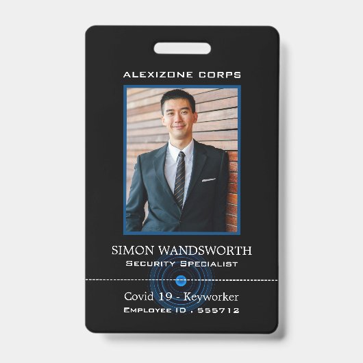 Blue Lens, Foto Security Industry ID Abzeichen Ausweis (Vorderseite)