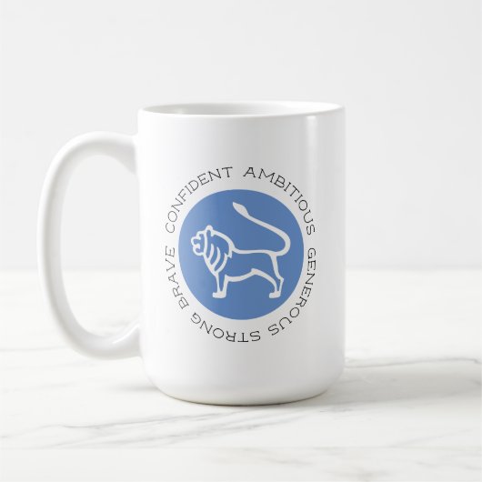 Blue Leo Zodiac Star Sign Personality Merkmale Kaffeetasse (Links)