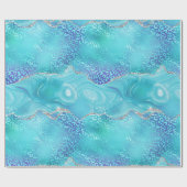 Blue Leopard Agate | Glam Abstract Stone Geschenkpapier (Flach)