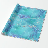 Blue Leopard Agate | Glam Abstract Stone Geschenkpapier (Ungerollt)