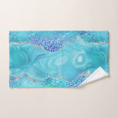 Blue Leopard Agate Gold Glitter Design Badhandtuch Set (Handtuch)
