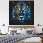 Blue Leopard AI Art Leinwanddruck (Insitu (Schlafzimmer))