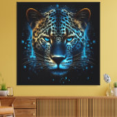 Blue Leopard AI Art Leinwanddruck (Insitu (Wohnzimmer))