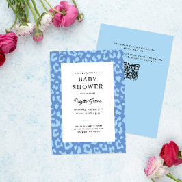 Blue Leopard Animal Print Baby Dusche Einladung