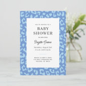 Blue Leopard Animal Print Baby Dusche Einladung (Stehend Vorderseite)
