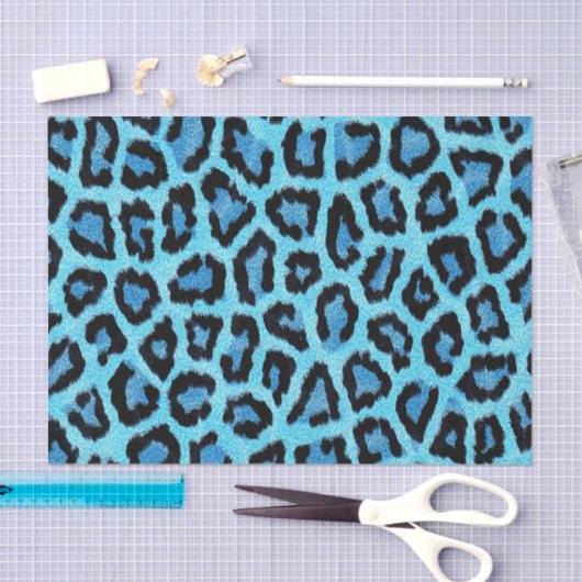 Blue Leopard Cheetah Animal Print Muster Seidenpapier (Handwerk)