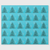 Blue Leopard Cheetah Weihnachtsbaum Geschenkpapier (Flach)