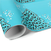 Blue Leopard Cheetah Weihnachtsbaum Geschenkpapier (Rolleneckpunkt)