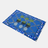 Blue Leopard Chinoiserie Ginger Jar Doormat Rug Fußmatte (Schrägansicht)