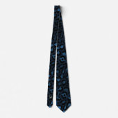 Blue Leopard Glitzer Print Gold Monogram Initial Krawatte (Rückseite)