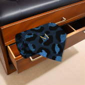 Blue Leopard Glitzer Print Gold Monogram Initial Krawatte