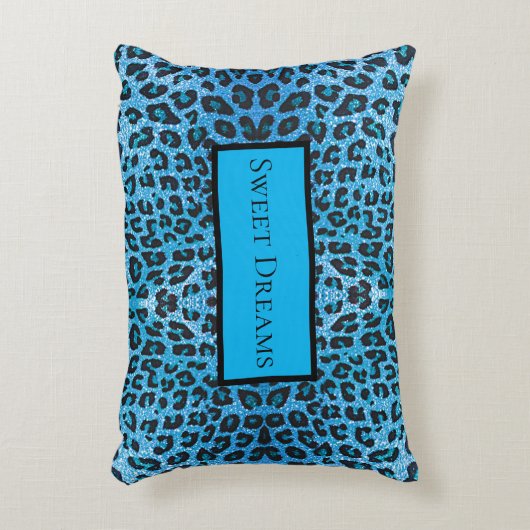 Blue Leopard Imitate Sparkle Sweet Dreams Modern C Dekokissen (Vorderseite(Vertikal))
