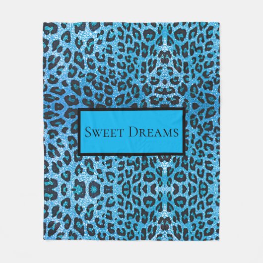 Blue Leopard Imitate Sparkle Sweet Dreams Modern C Fleecedecke (Vorderseite)