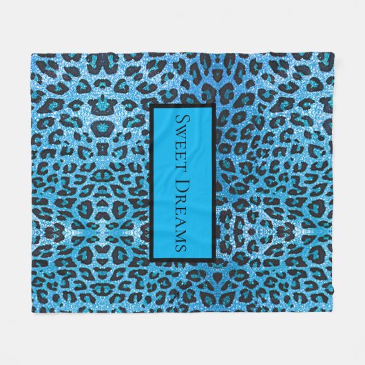 Blue Leopard Imitate Sparkle Sweet Dreams Modern C Fleecedecke (Vorderseite (Horizontal))