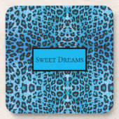 Blue Leopard Imitate Sparkle Sweet Dreams Modern C Getränkeuntersetzer (Vorderseite)