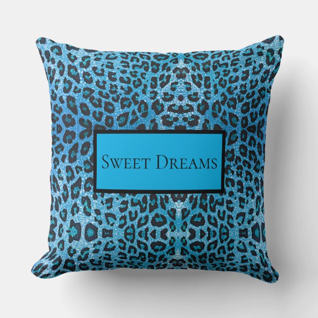 Blue Leopard Imitate Sparkle Sweet Dreams Modern C Kissen (Vorderseite)