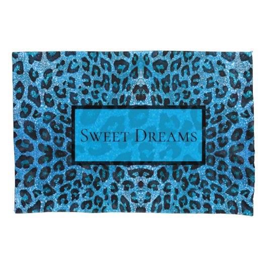 Blue Leopard Imitate Sparkle Sweet Dreams Modern C Kissenbezug (Vorderseite)