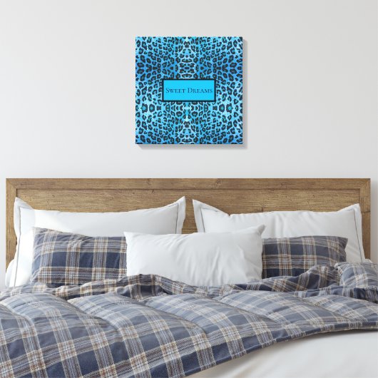 Blue Leopard Imitate Sparkle Sweet Dreams Modern C Leinwanddruck (Insitu (Schlafzimmer))