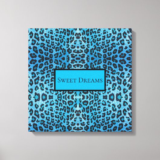 Blue Leopard Imitate Sparkle Sweet Dreams Modern C Leinwanddruck (Vorderseite)