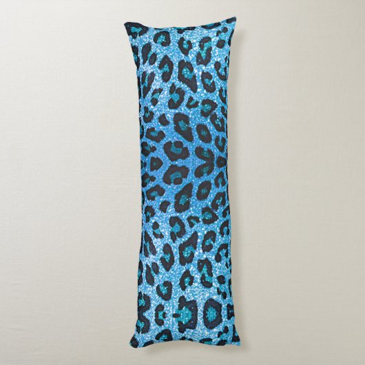 Blue Leopard Imitate Sparkle Sweet Dreams Modern C Seitenschläferkissen (Rückseite (Vertikal))