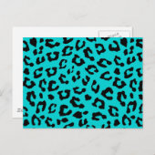 Blue Leopard Print Aqua Türkisfarbene schwarze Fle Postkarte (Vorne/Hinten)